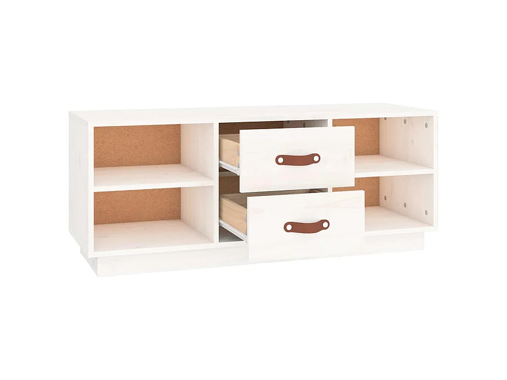 Mobile Porta TV Bianco 100x34x40 cm in Legno Massello di Pino