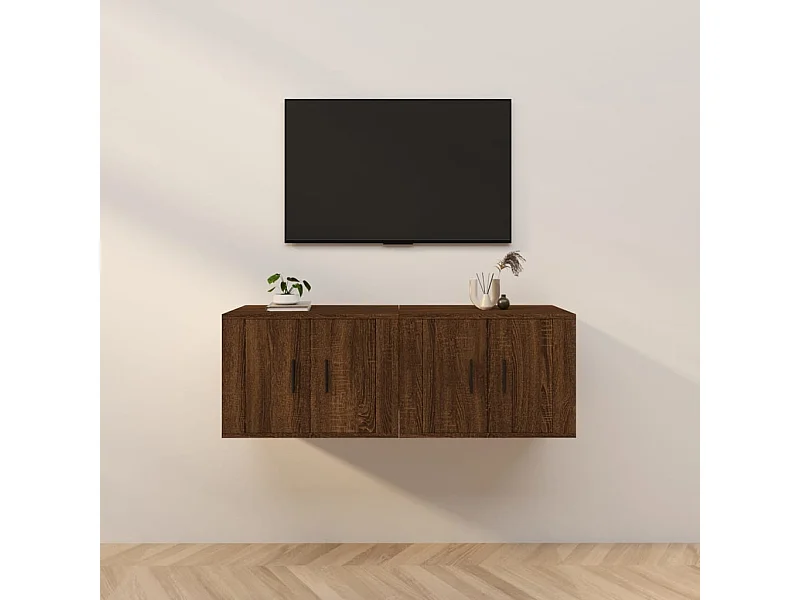 TV-Wandschränke 2 Stk. Braun Eichen-Optik 57x34,5x40 cm