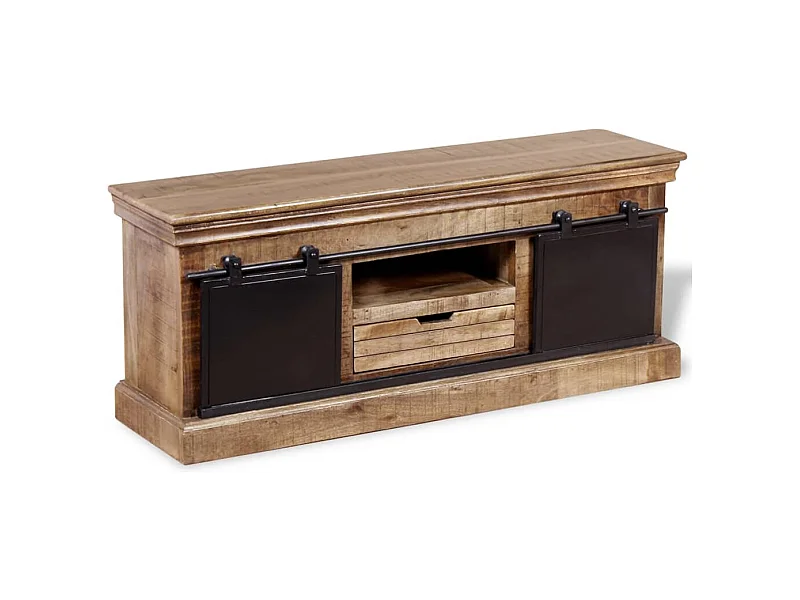 TV-Schrank mit 2 Schiebetüren Massivholz Mango 110x30x45 cm