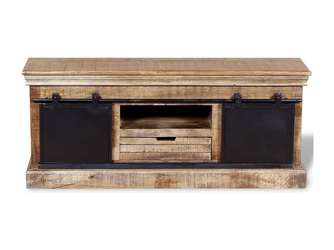 TV-Schrank mit 2 Schiebetüren Massivholz Mango 110x30x45 cm