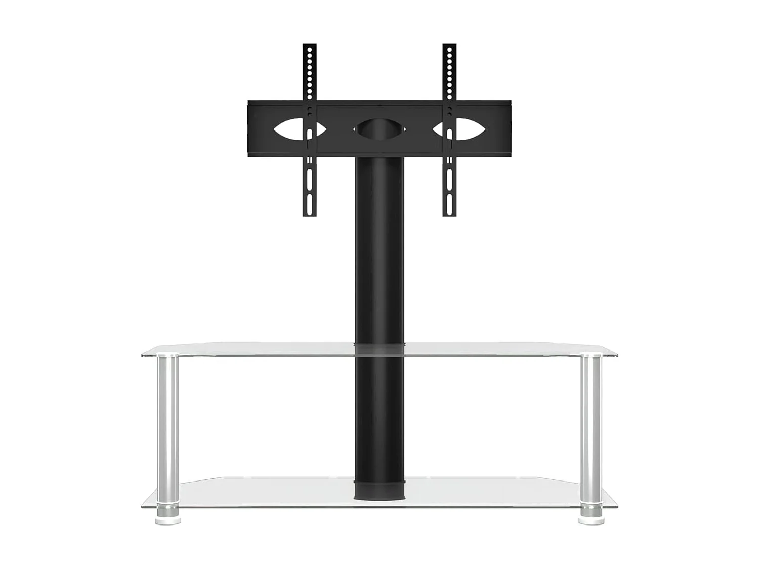 Tv-standaard hoek 2-laags voor 32-70 inch zwart en zilverkleur