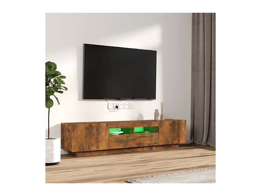 Ensemble de meubles TV avec lumières LED 2 pcs Chêne fumé