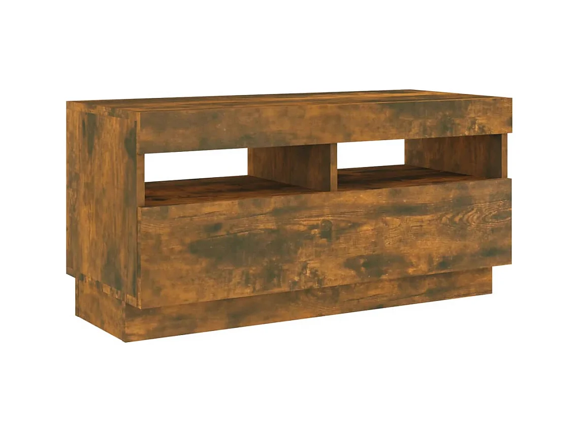 Ensemble de meubles TV avec lumières LED 2 pcs Chêne fumé