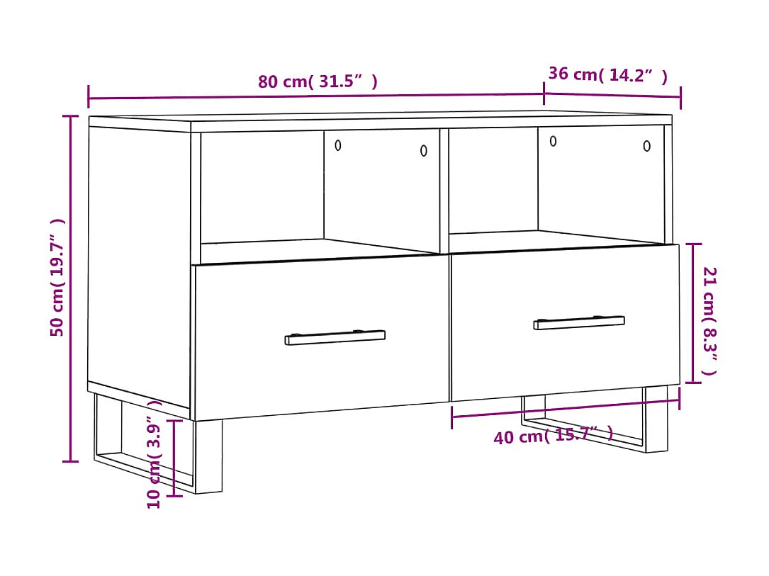 Meuble TV Blanc 80x36x50 cm Bois d'ingénierie