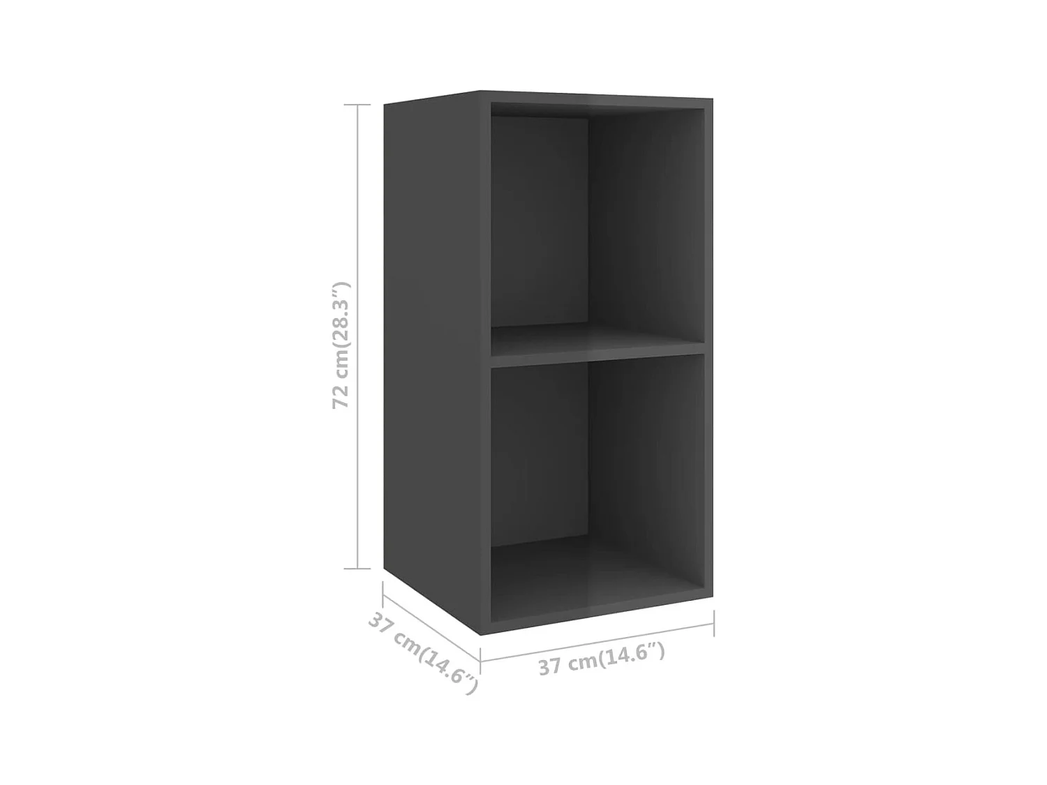 TV-Wandschrank Hochglanz-Grau 37x37x72 cm Holzwerkstoff