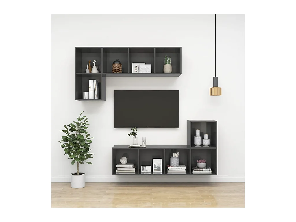 TV-Wandschrank Hochglanz-Grau 37x37x72 cm Holzwerkstoff