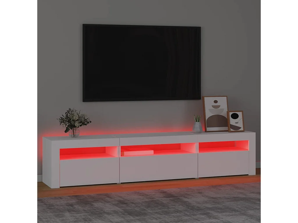 Mueble de TV con luces LED blanco 195x35x40 cm