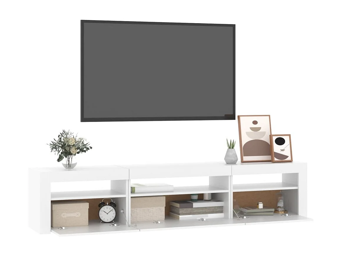 Mueble de TV con luces LED blanco 195x35x40 cm