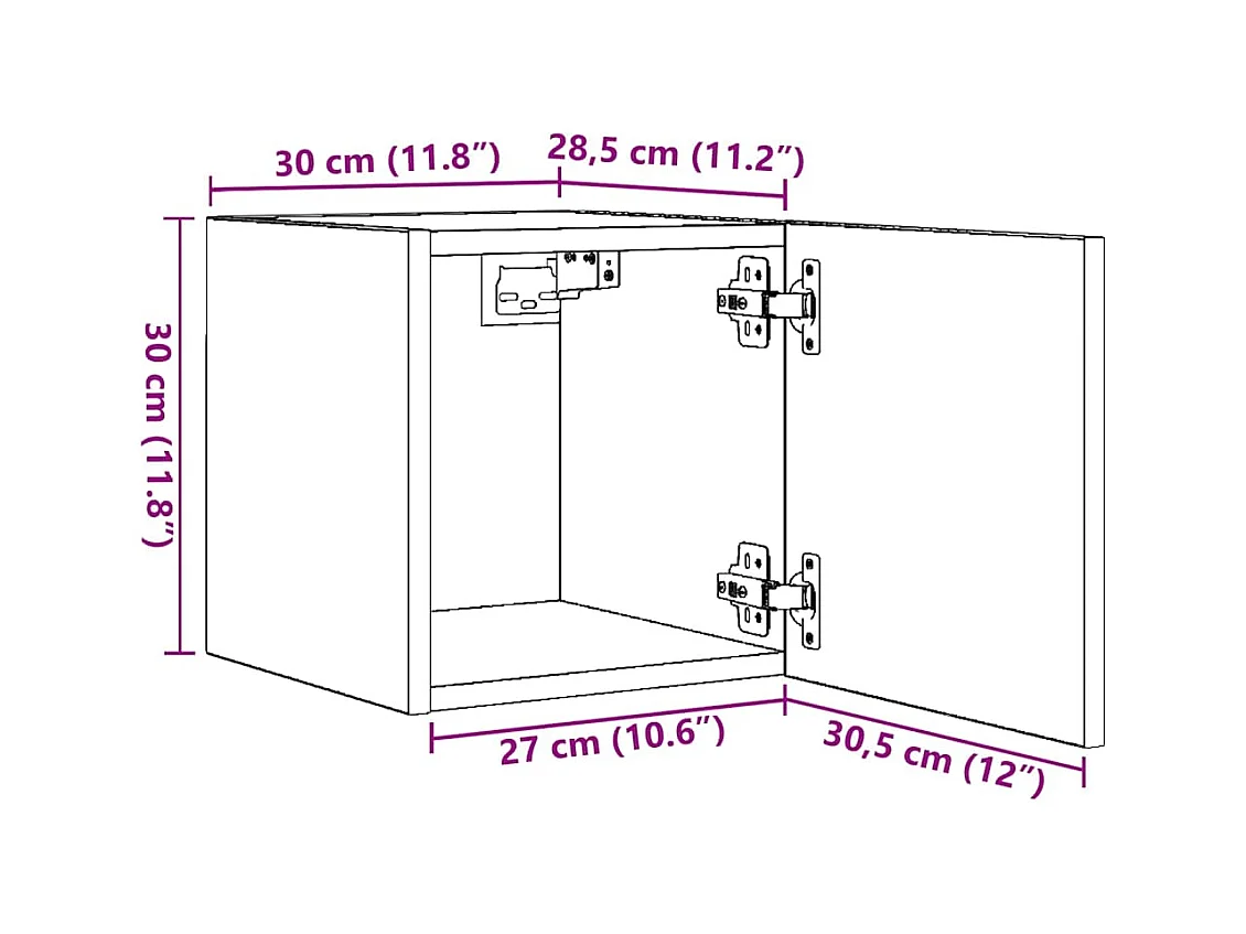 Meuble TV mural Chêne sonoma 30,5x30x30 cm