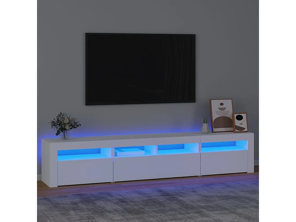 Mueble de TV con luces LED blanco 210x35x40 cm