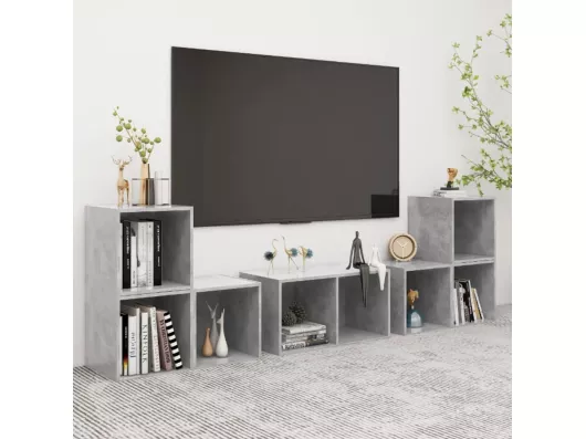 Kauf Unique 6-tlg. TV-Schrank-Set Betongrau Holzwerkstoff