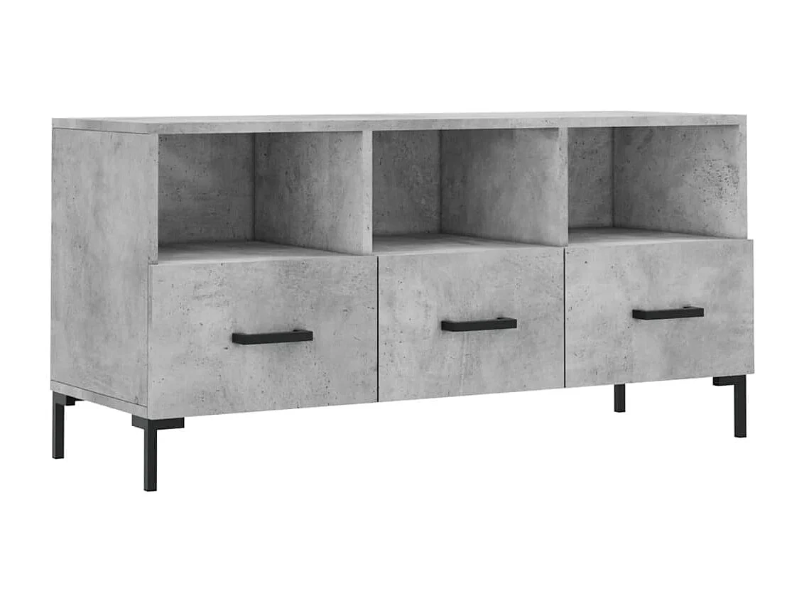 Meuble TV gris béton 102x36x50 cm bois d'ingénierie
