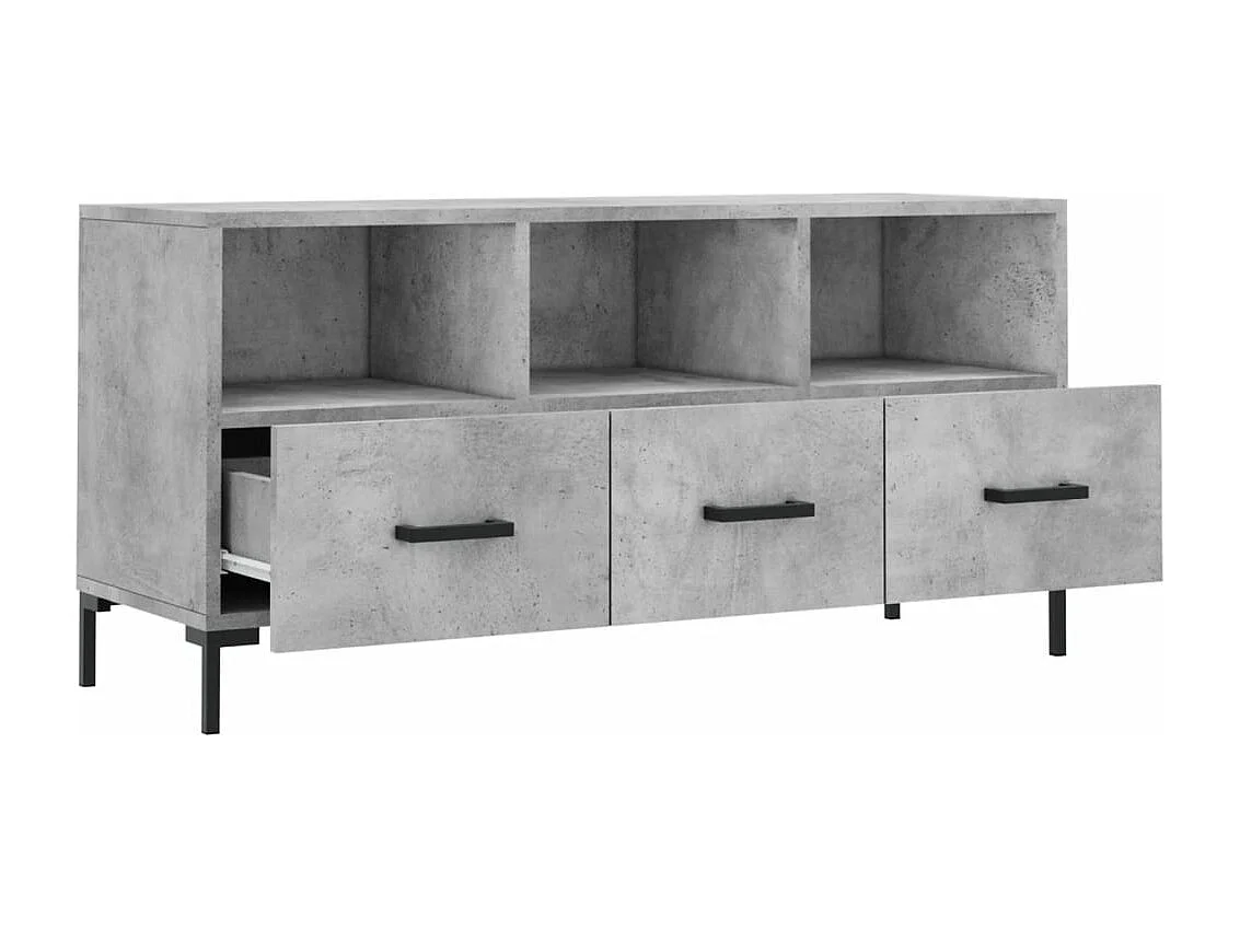 Meuble TV gris béton 102x36x50 cm bois d'ingénierie