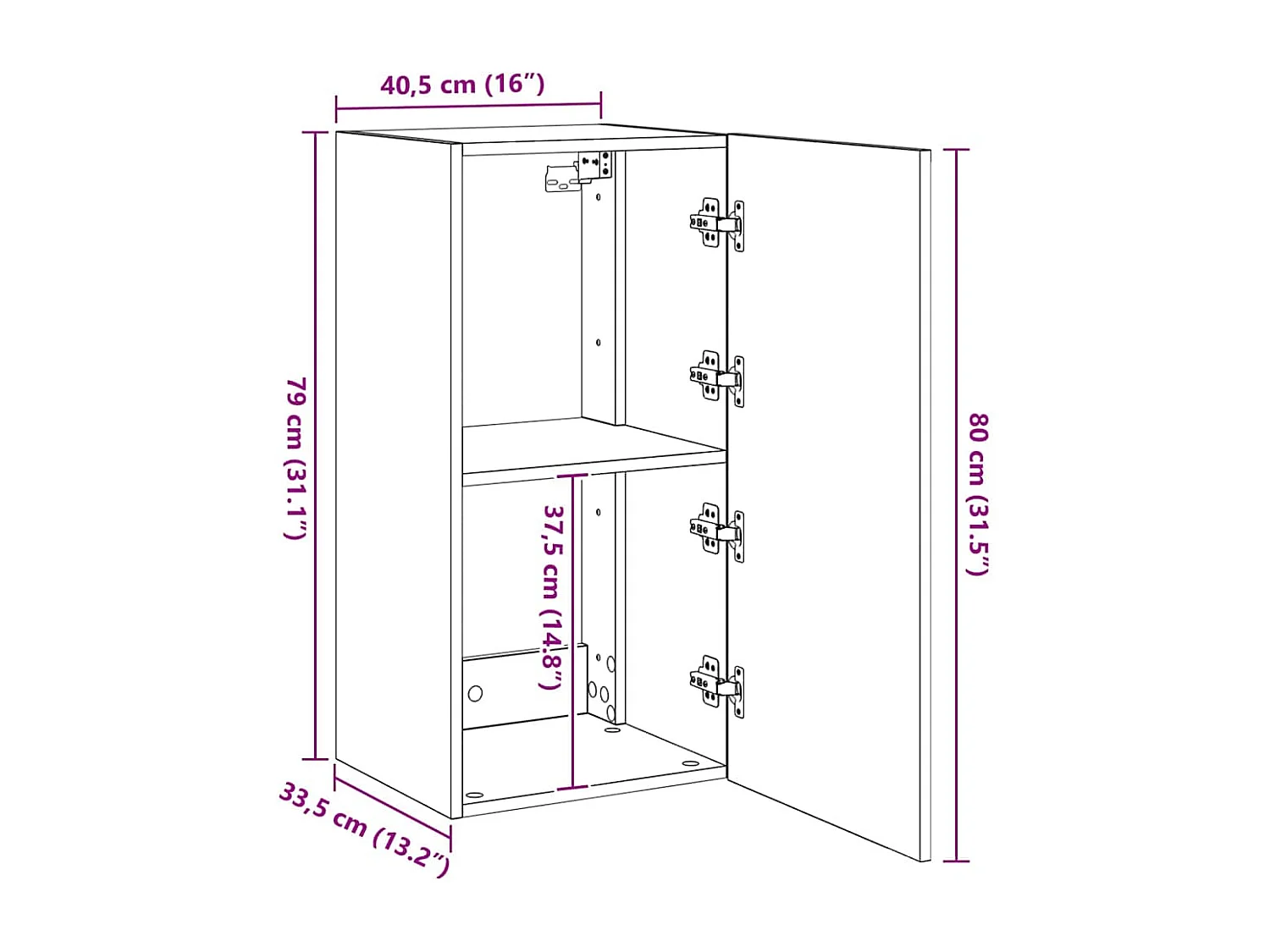 Móvel de parede p/ TV c/ luzes LED 40,5x35x80 cm cinza cimento