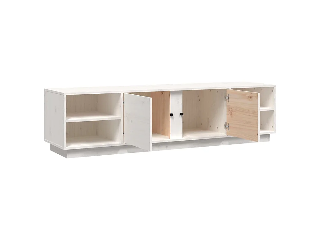 Mobile Porta TV Bianco 156x40x40 cm in Legno Massello di Pino