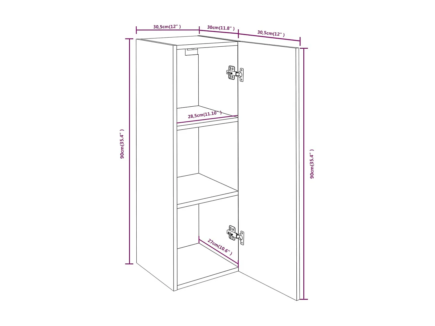 Meubles TV Chêne marron 30,5x30x90 cm Bois d'ingénierie