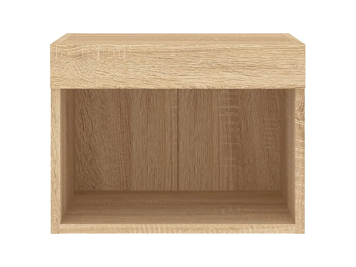 Table de chevet murale avec lumières LED chêne sonoma