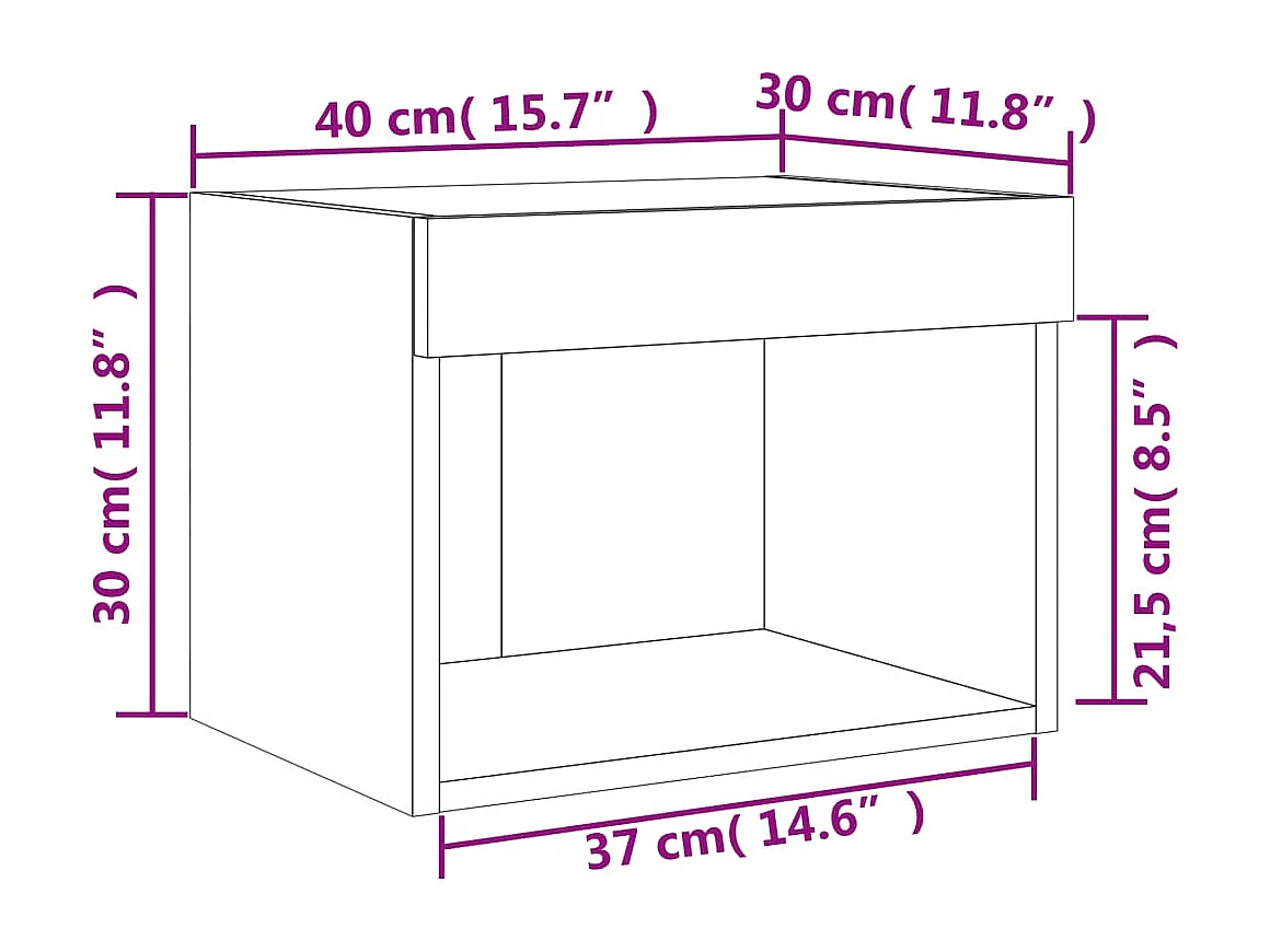 Table de chevet murale avec lumières LED chêne sonoma