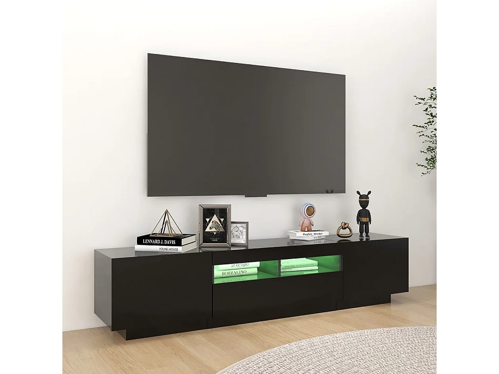 Tv-meubel met LED-verlichting 180x35x40 cm zwart