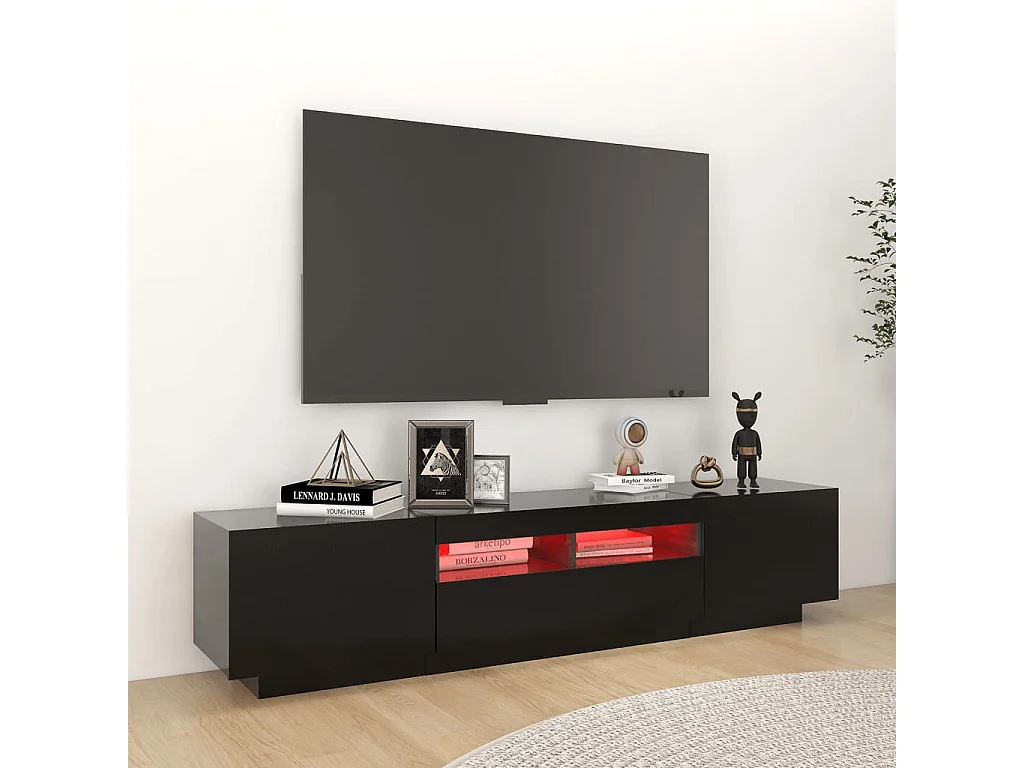 Tv-meubel met LED-verlichting 180x35x40 cm zwart