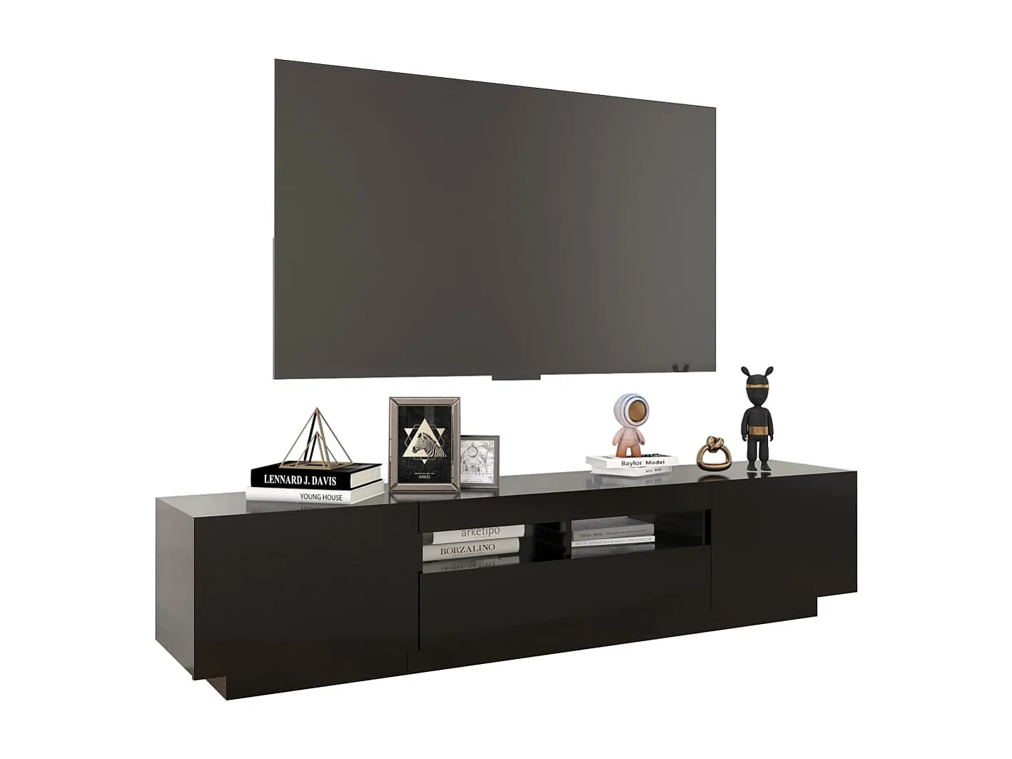 Tv-meubel met LED-verlichting 180x35x40 cm zwart