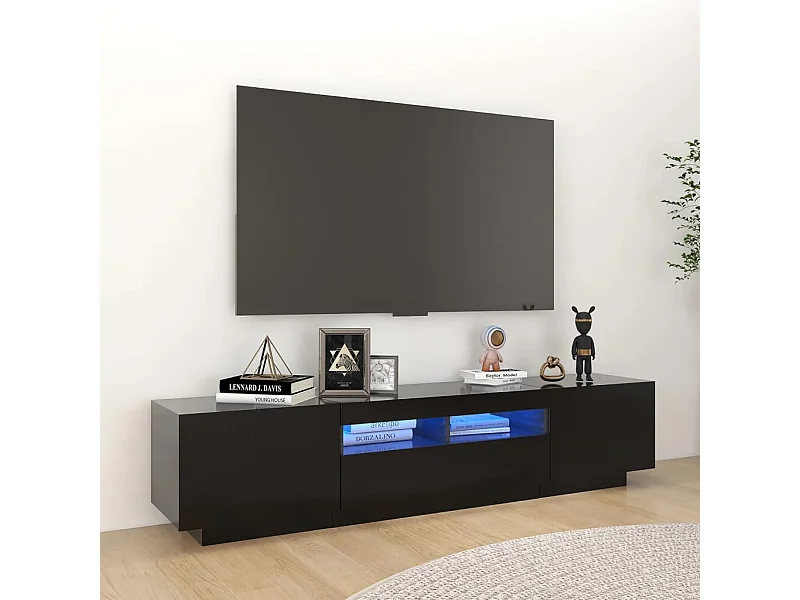 Mueble para TV con luces LED negro 180x35x40 cm