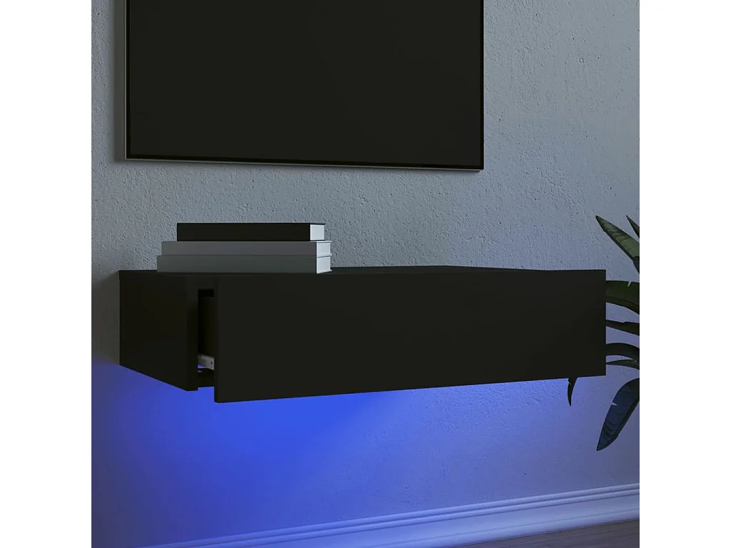 Móvel de TV com luzes LED 60x35x15,5 cm preto