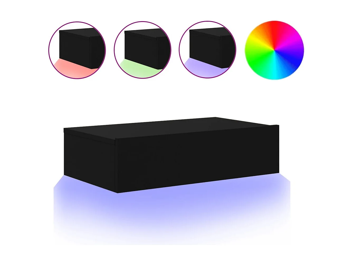 Móvel de TV com luzes LED 60x35x15,5 cm preto