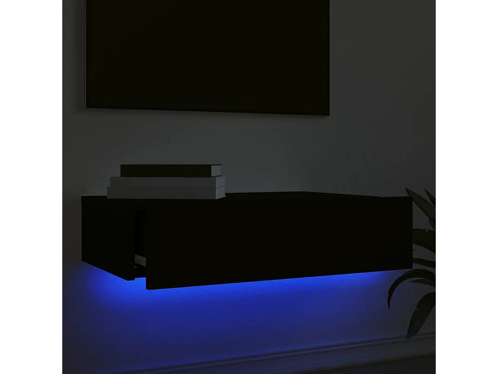 Mueble de TV con luces LED negro 60x35x15,5 cm