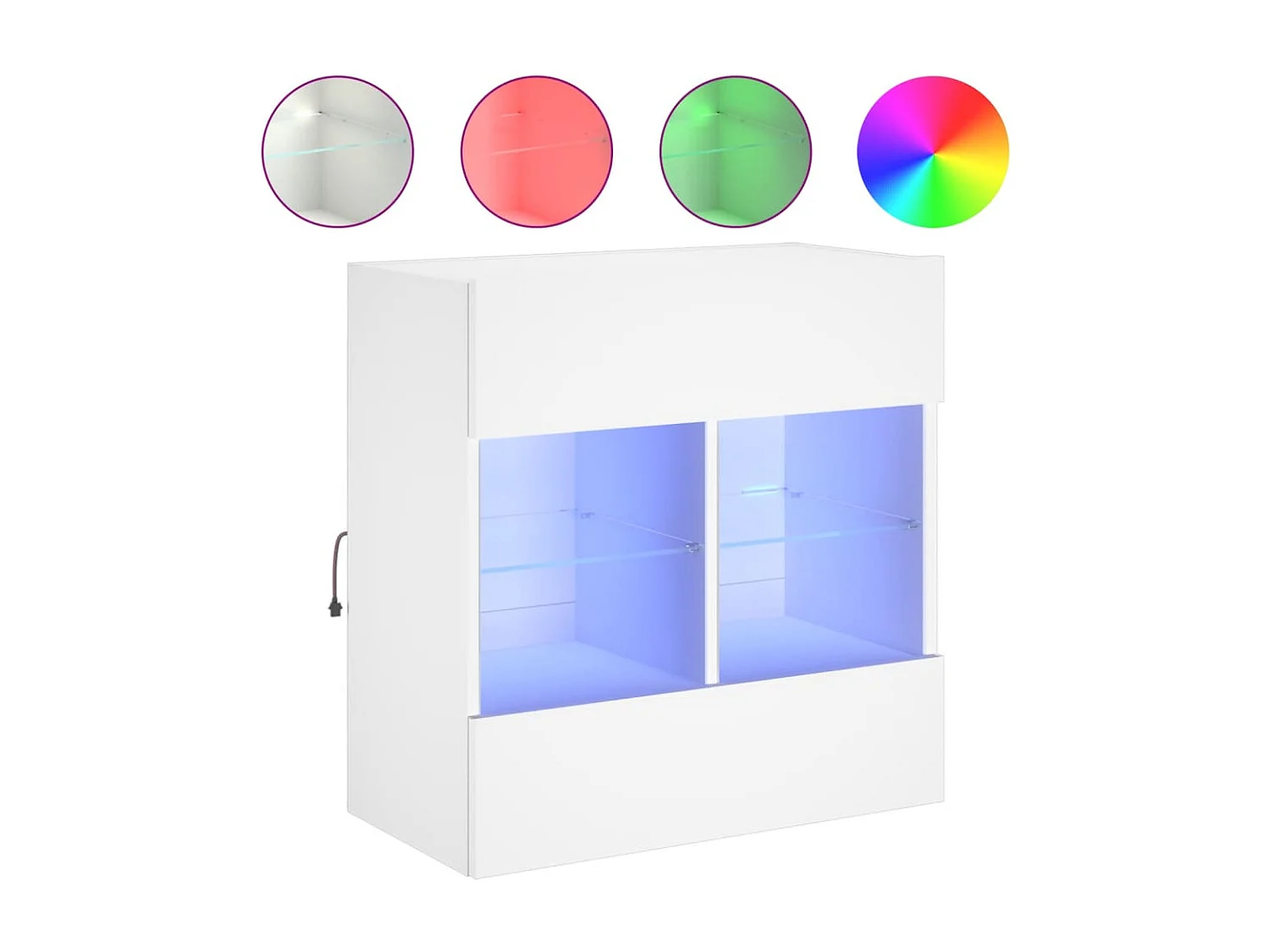 Meuble TV mural avec lumières LED blanc 58,5x30x60,5 cm