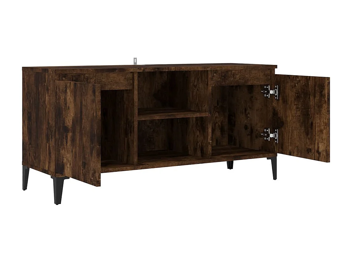 Tv-meubel met metalen poten 103,5x35x50 cm gerookt eikenkleurig