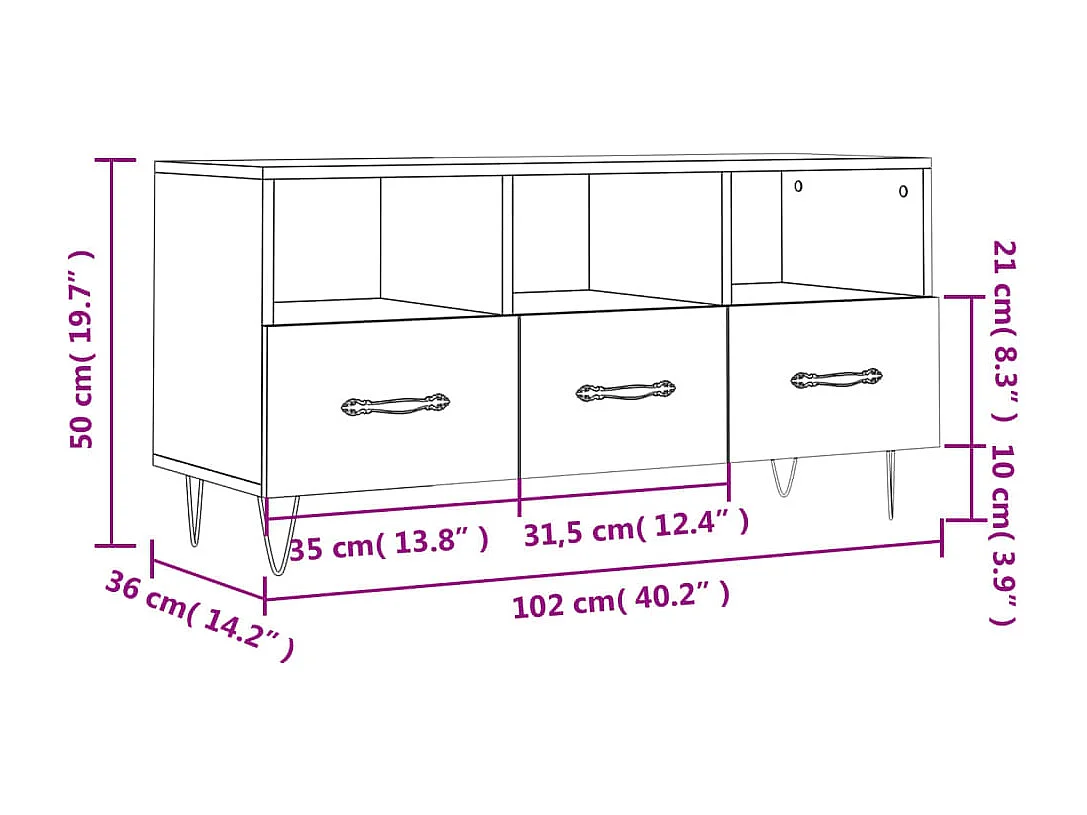 TV-Schrank Schwarz 102x36x50 cm Holzwerkstoff