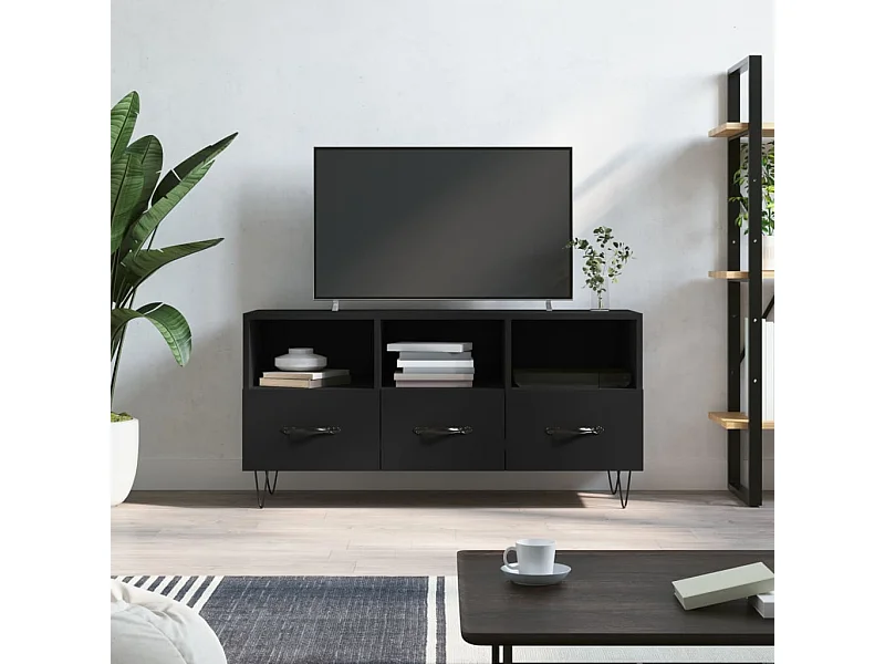 Mueble de TV madera de ingeniería negro 102x36x50 cm