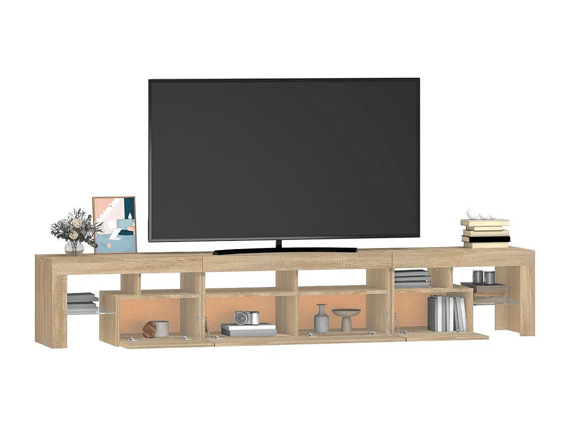 Mobile Porta TV con Luci LED Rovere Sonoma 230x36,5x40 cm
