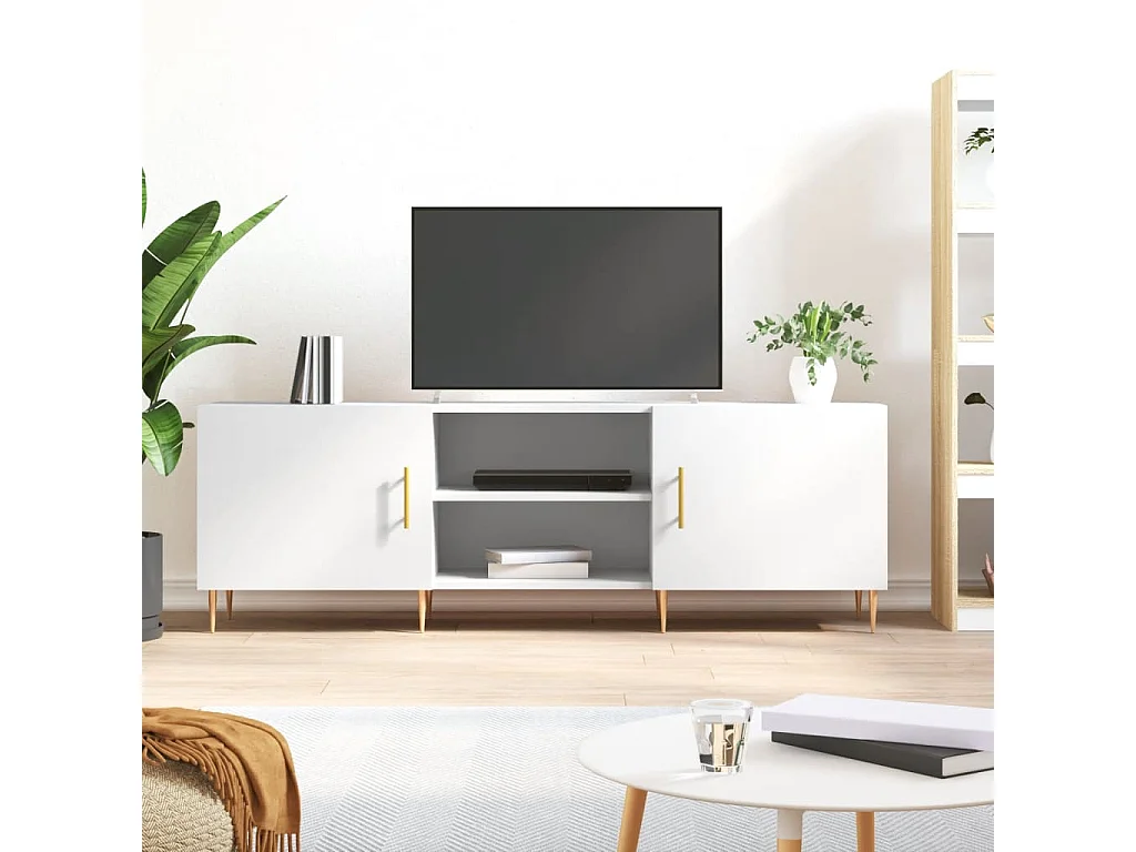 Meuble TV blanc 150x30x50 cm bois d'ingénierie