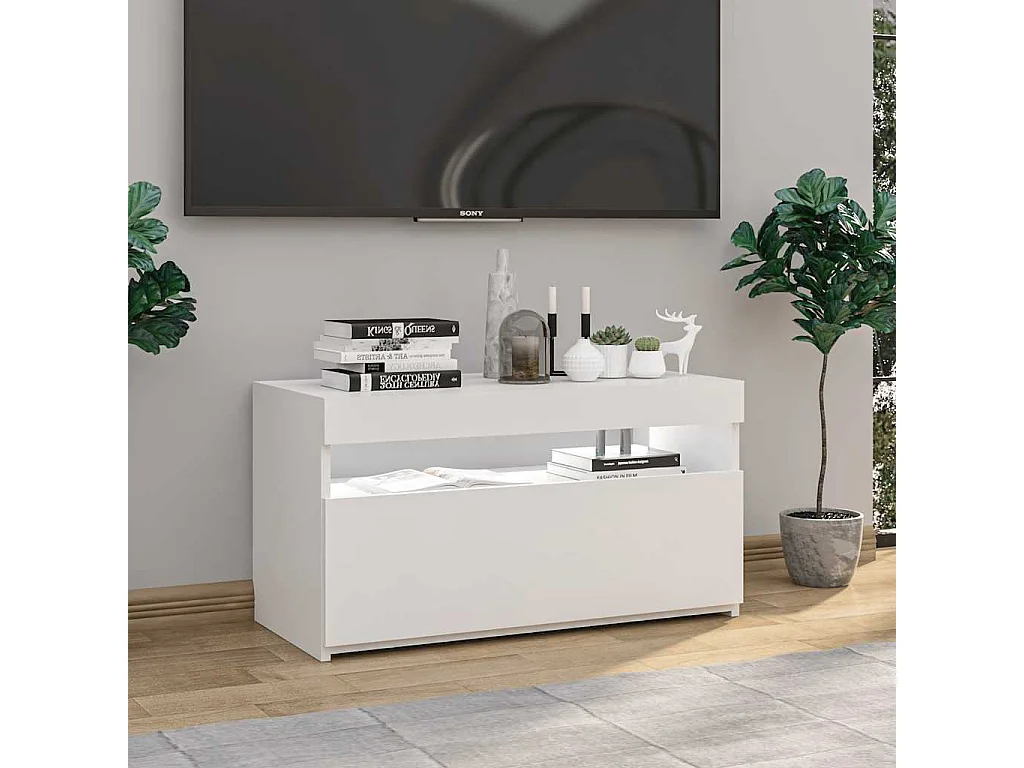 TV-Schrank mit LED-Leuchten Weiß 75x35x40 cm