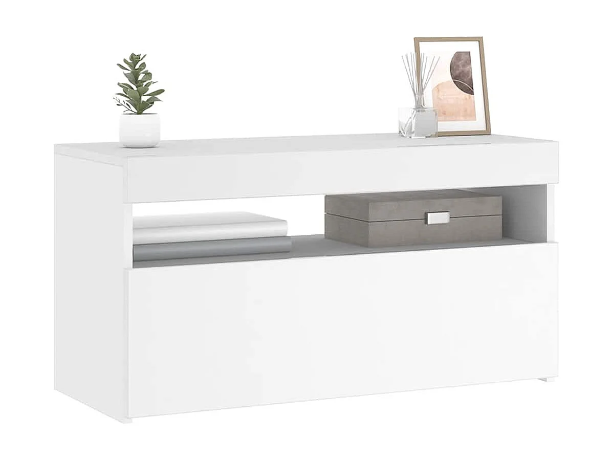 TV-Schrank mit LED-Leuchten Weiß 75x35x40 cm