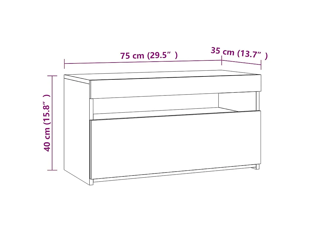 Meuble TV avec lumières LED Blanc 75x35x40 cm