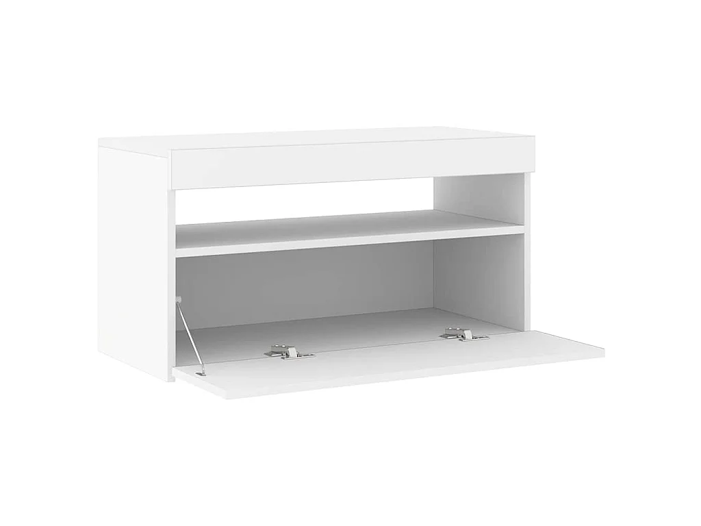 Meuble TV avec lumières LED Blanc 75x35x40 cm