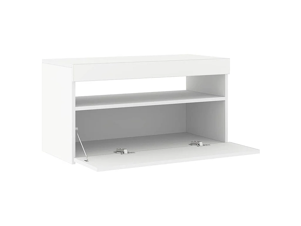 Meuble TV avec lumières LED Blanc 75x35x40 cm