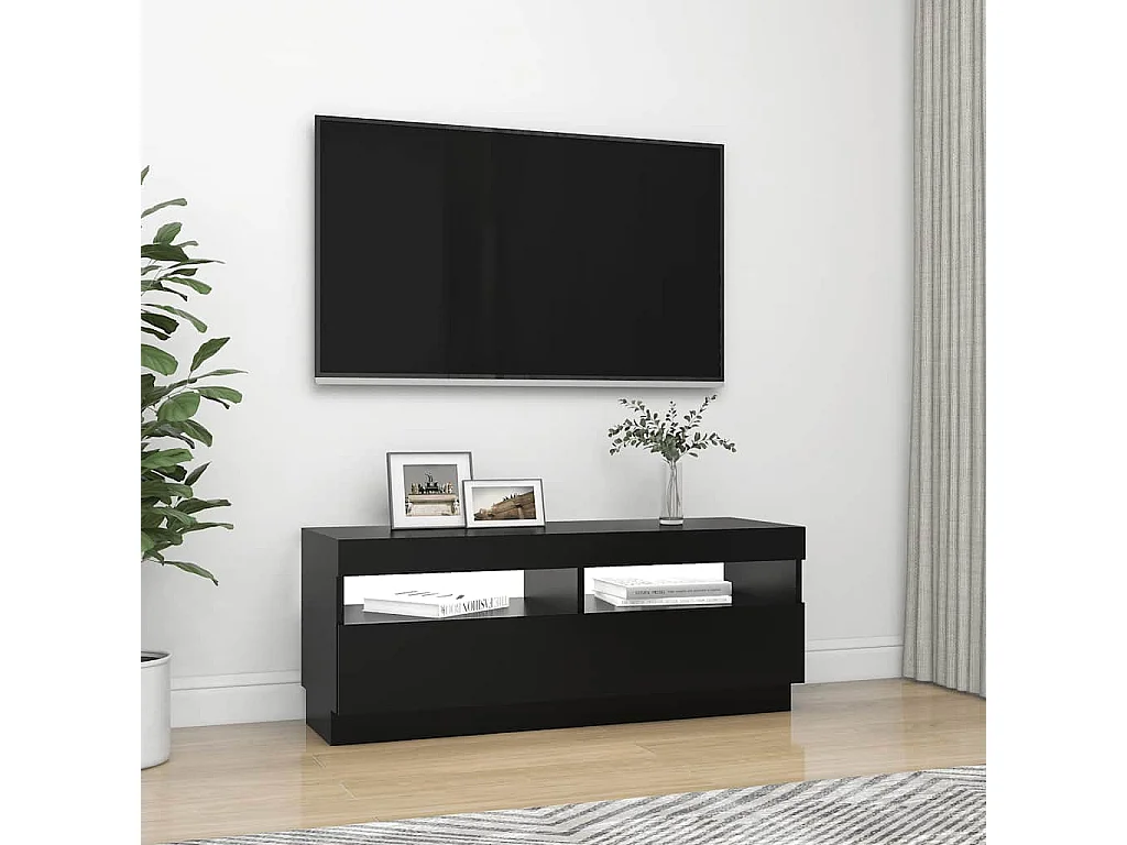 Tv-meubel met LED-verlichting 100x35x40 cm zwart