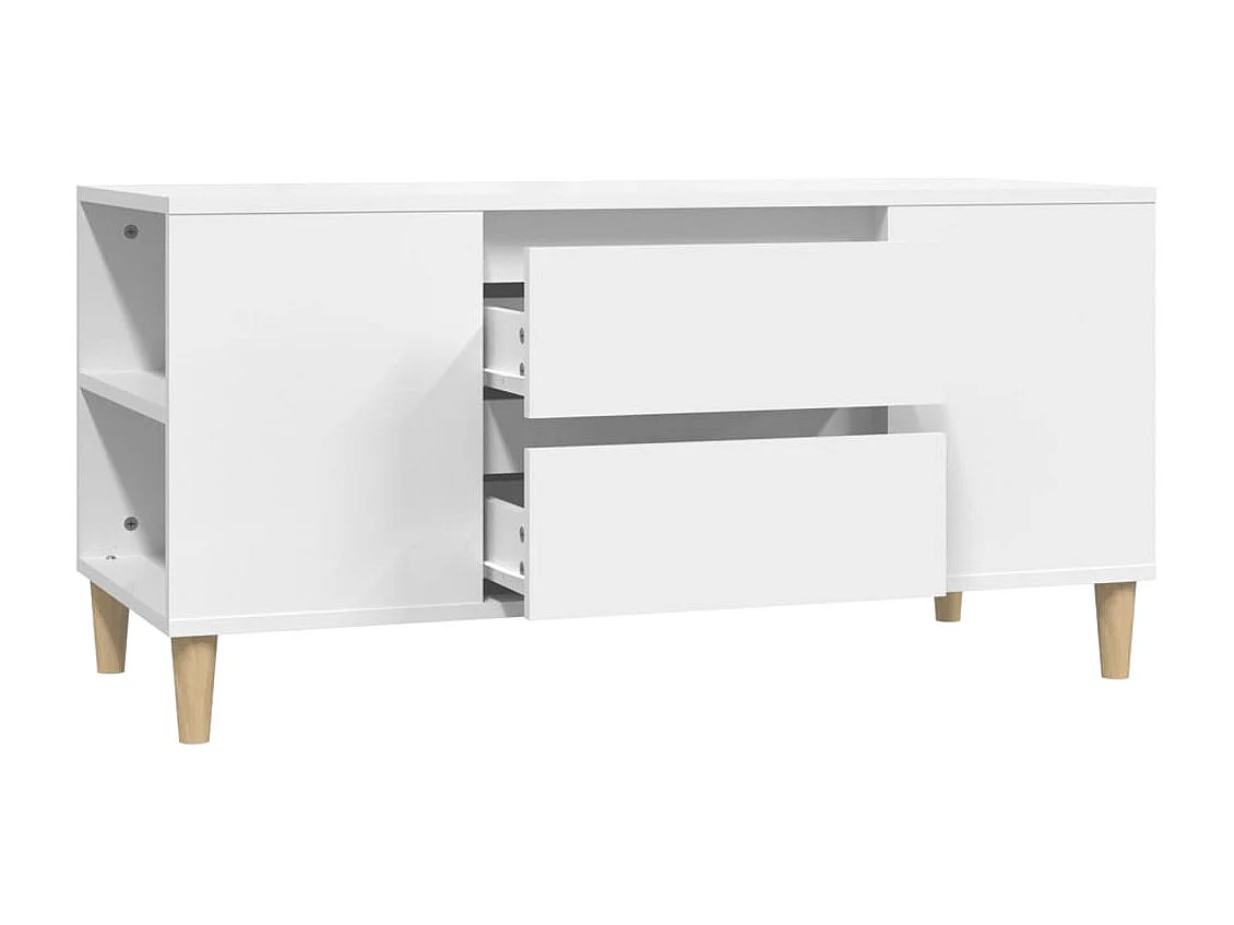 Meuble TV Blanc 102x44,5x50 cm Bois d'ingénierie