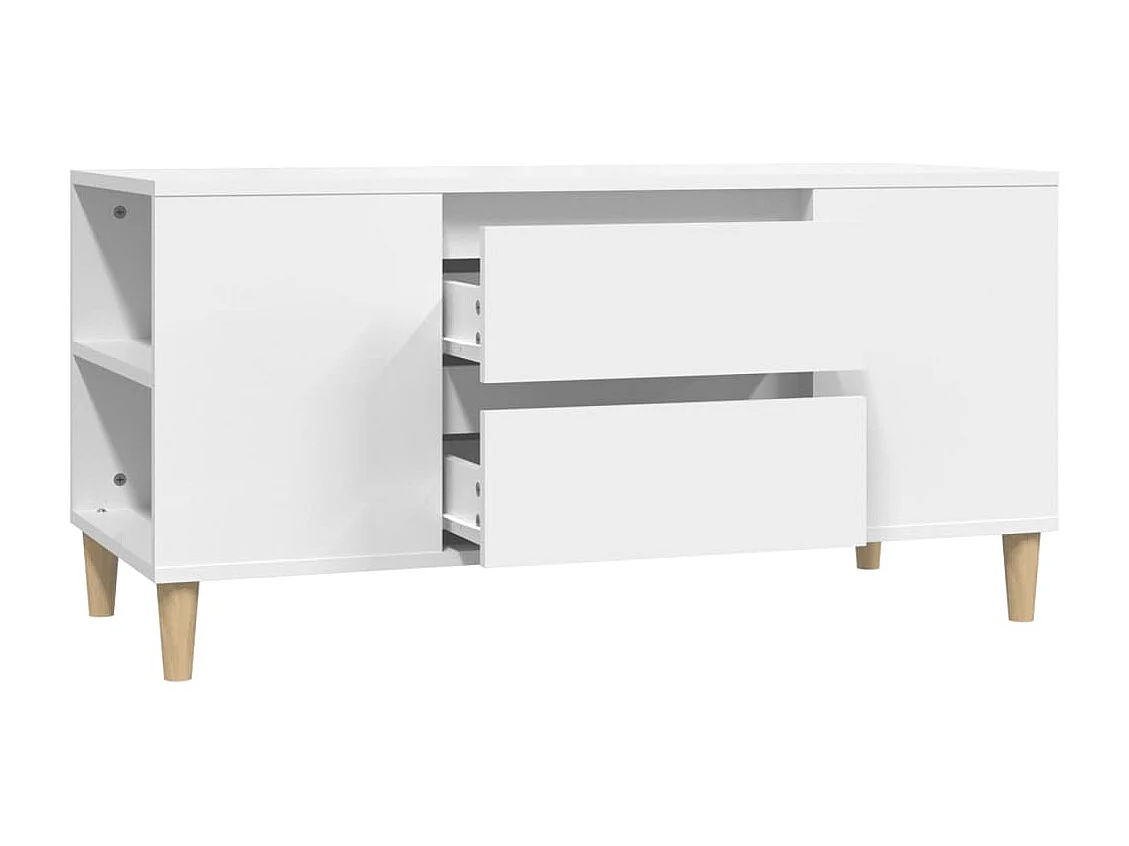 Meuble TV Blanc 102x44,5x50 cm Bois d'ingénierie