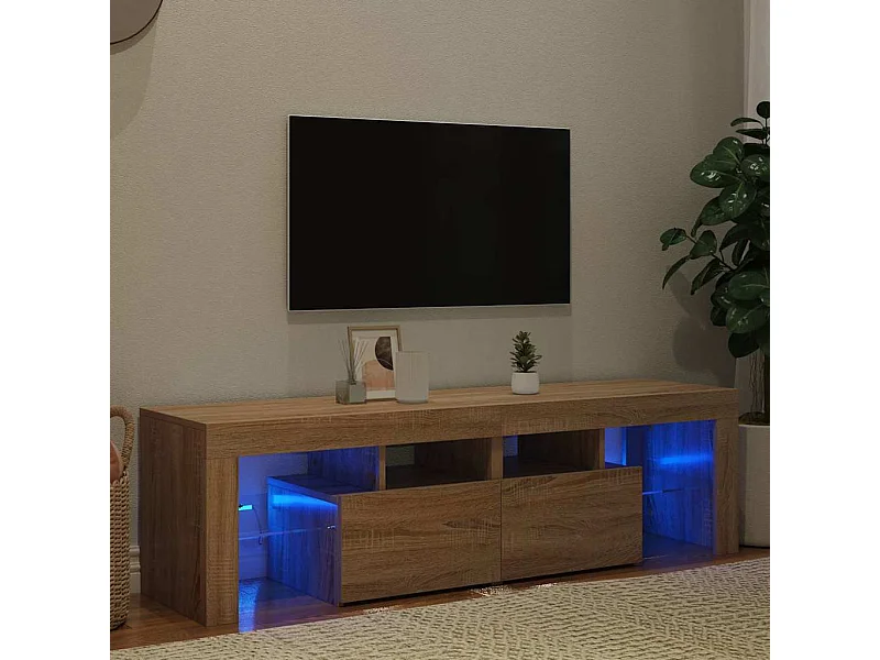 Meuble TV avec lumières LED Chêne sonoma 140x36,5x40 cm