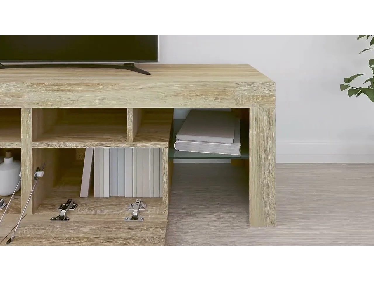 Meuble TV avec lumières LED Chêne sonoma 140x36,5x40 cm