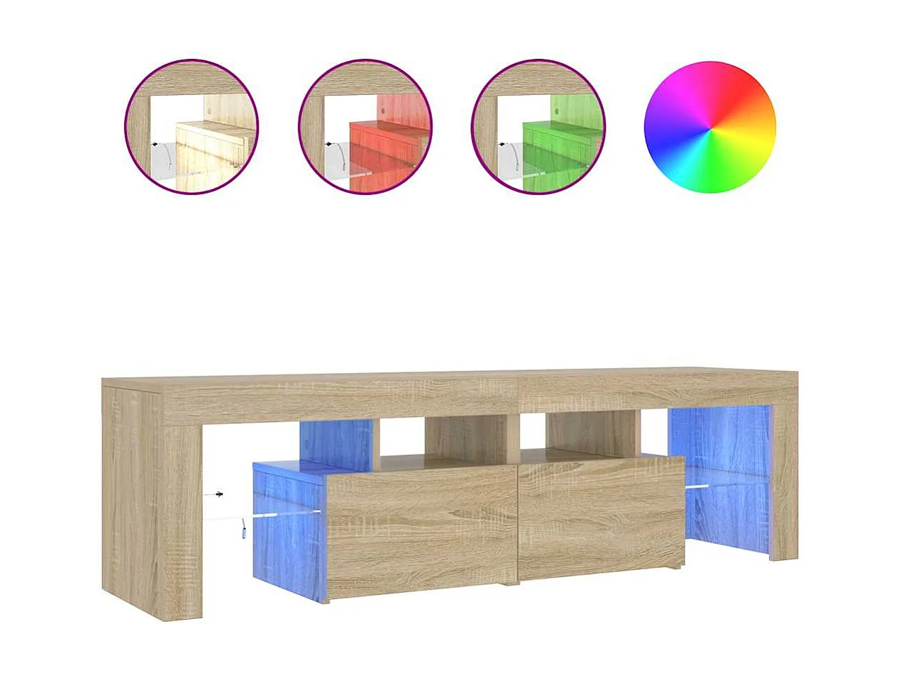 Meuble TV avec lumières LED Chêne sonoma 140x36,5x40 cm