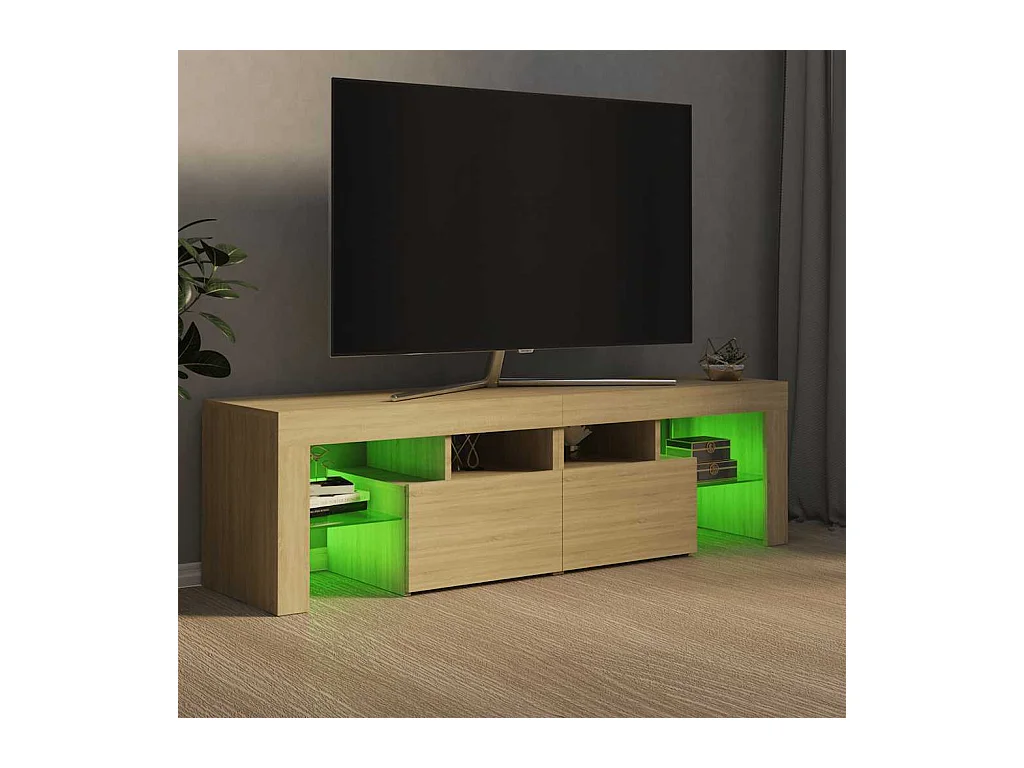 Meuble TV avec lumières LED Chêne sonoma 140x36,5x40 cm