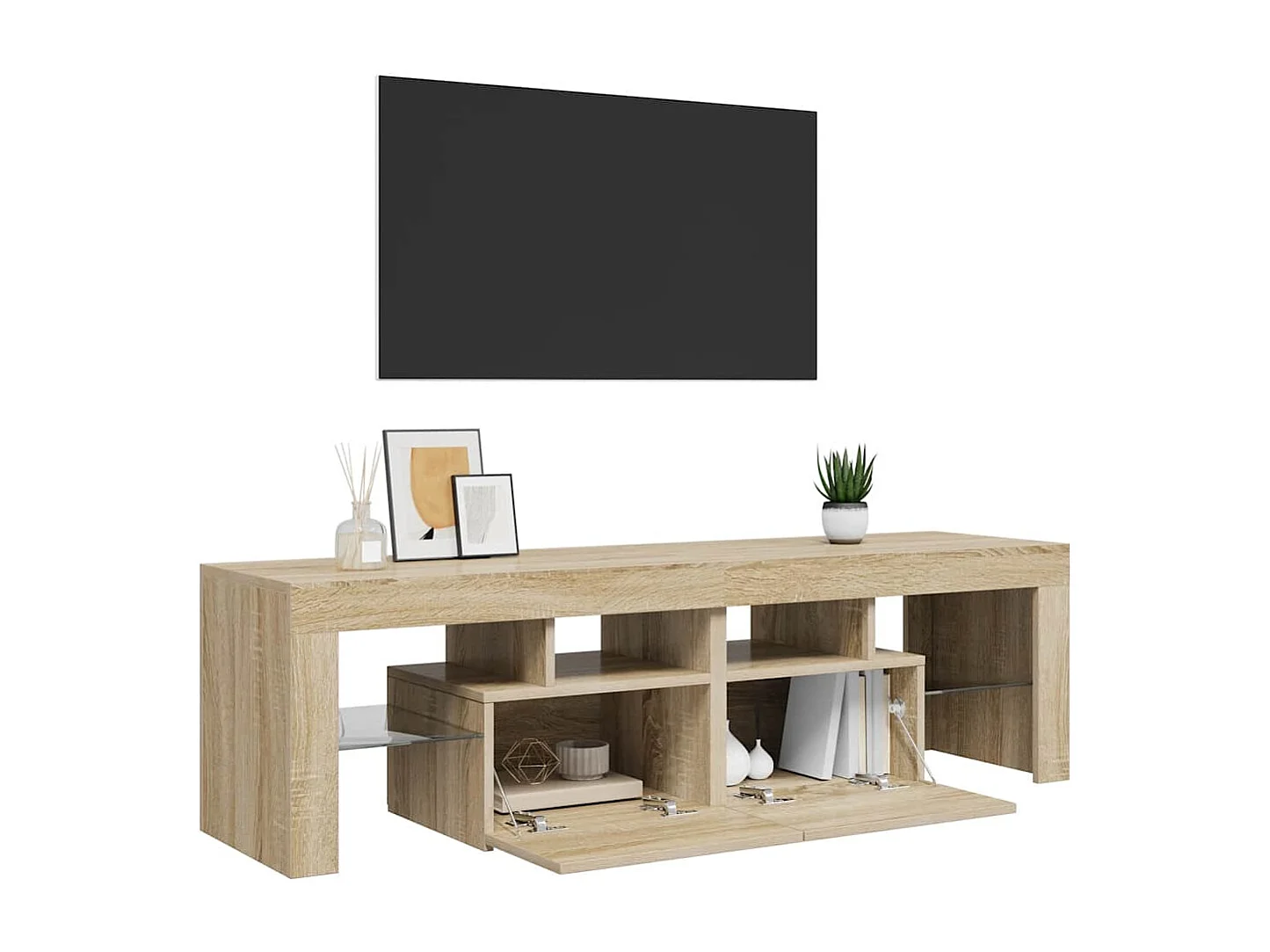 Meuble TV avec lumières LED Chêne sonoma 140x36,5x40 cm