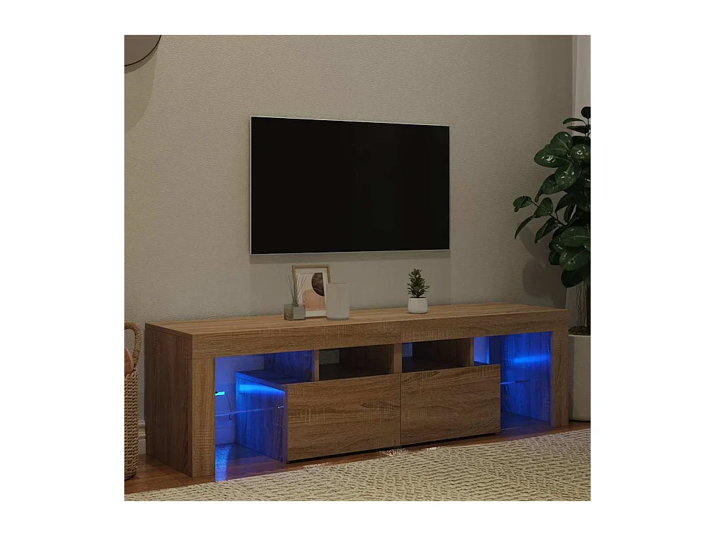 Tv-meubel LED-verlichting 140x36,5x40 cm sonoma eikenkleurig