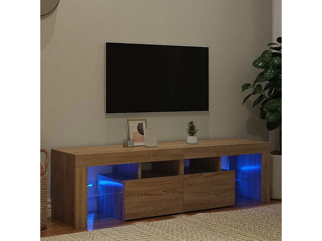 Tv-meubel LED-verlichting 140x36,5x40 cm sonoma eikenkleurig
